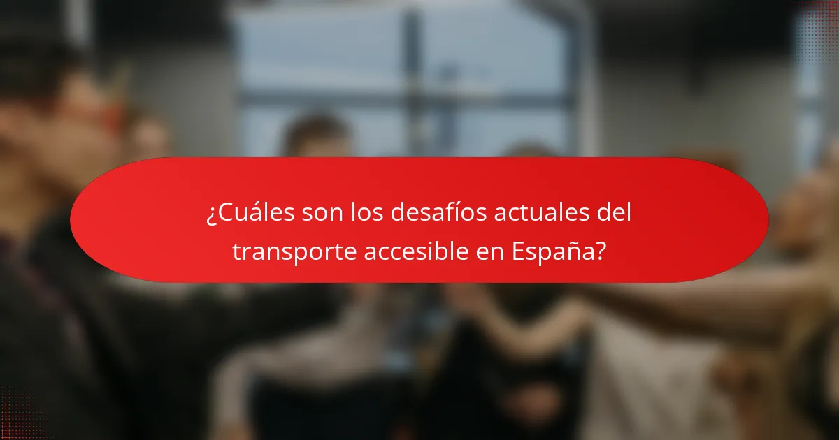 ¿Cuáles son los desafíos actuales del transporte accesible en España?
