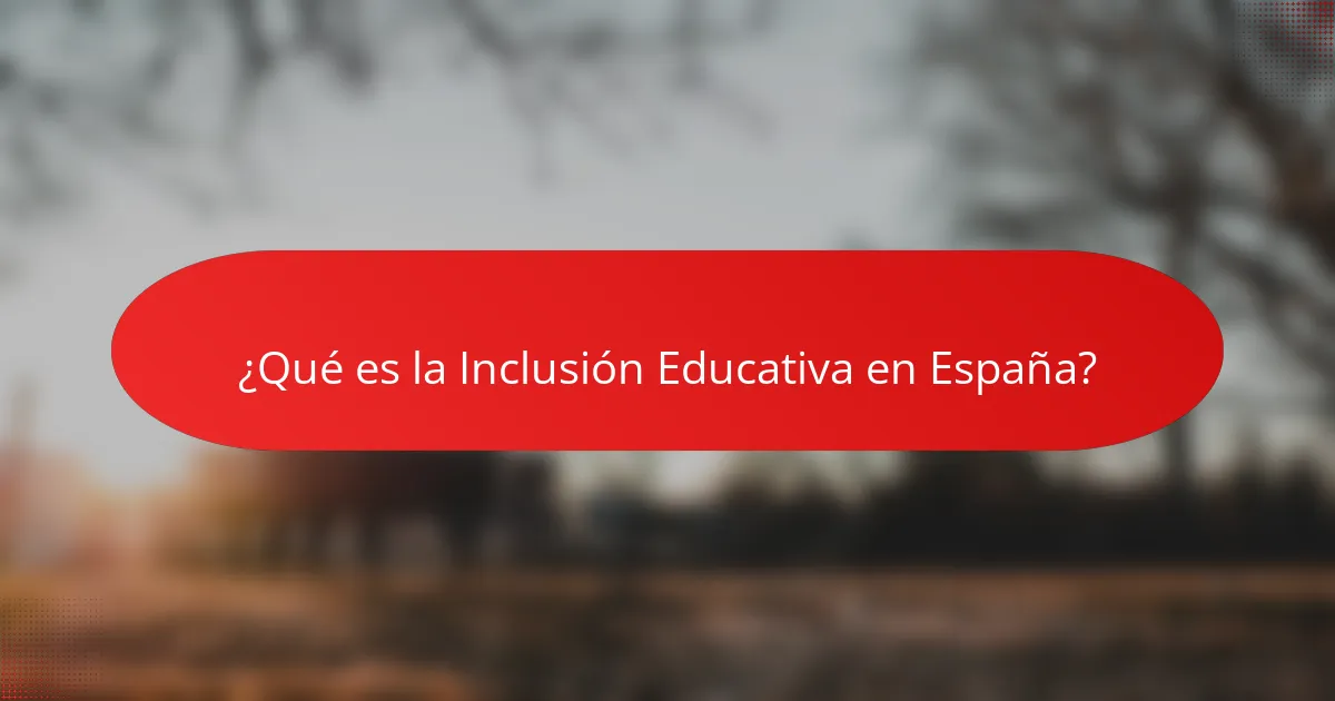 ¿Qué es la Inclusión Educativa en España?