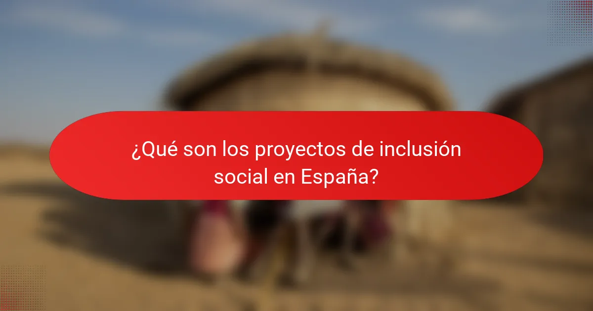 ¿Qué son los Proyectos de Inclusión Social en España?