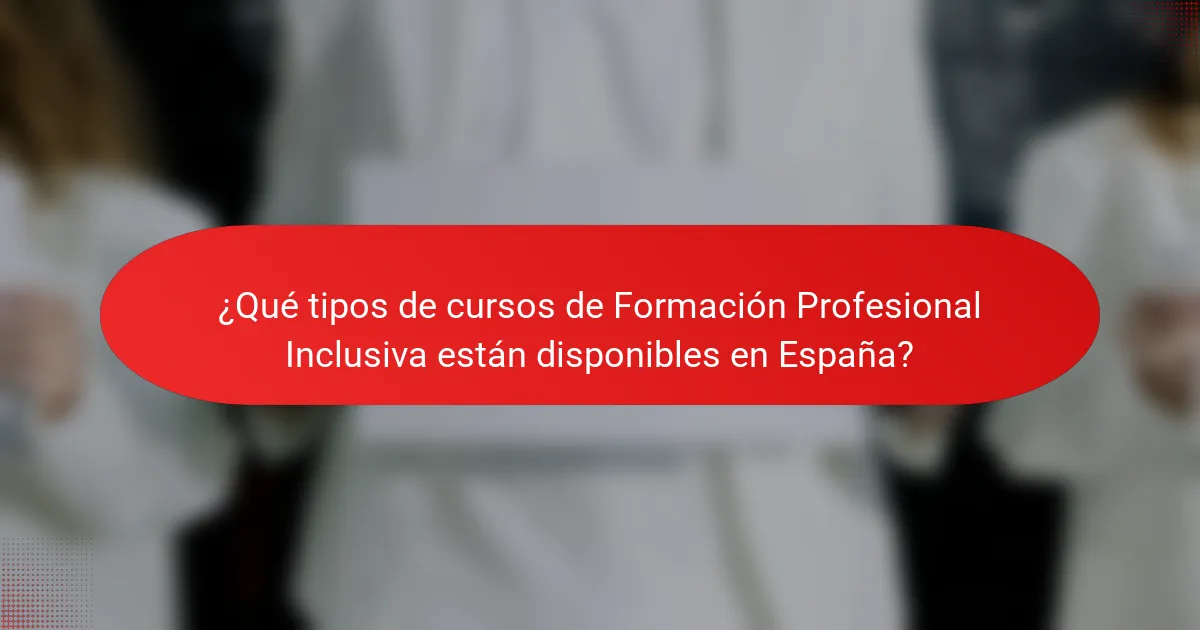 ¿Qué tipos de cursos de Formación Profesional Inclusiva están disponibles en España?